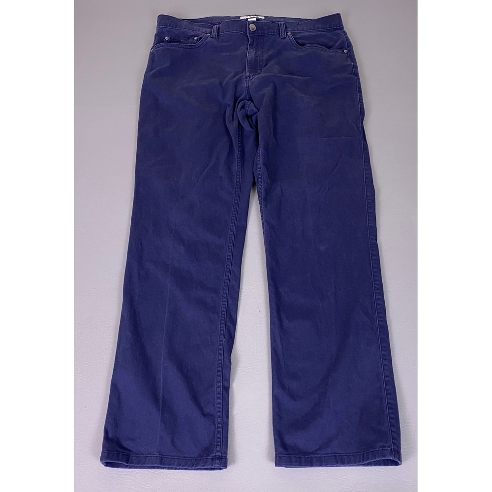 ROWM Pants Men's‎ 36x32 Navy Blue 5-Pocket Stretch Chino Straight Leg Cotton *
